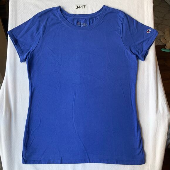 Champion Women Short Sleeve Crewneck T-shirt Size M, Solid Blue - Picture 1 of 6